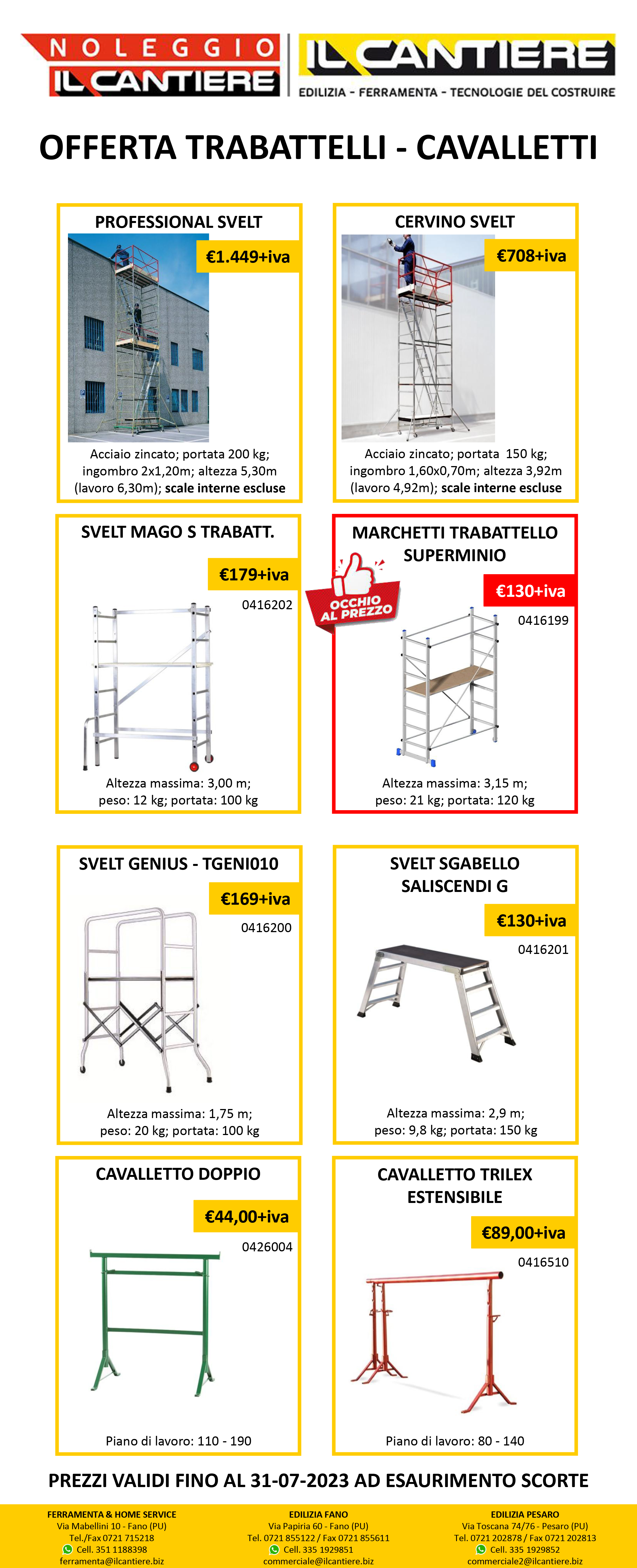 Promo TRABATTELLI E CAVALLETTI