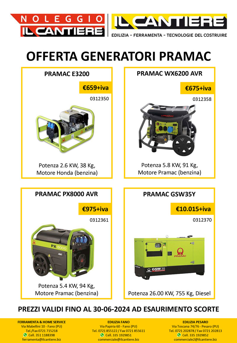 Promo GENERATORI PRAMAC 06-05-2024