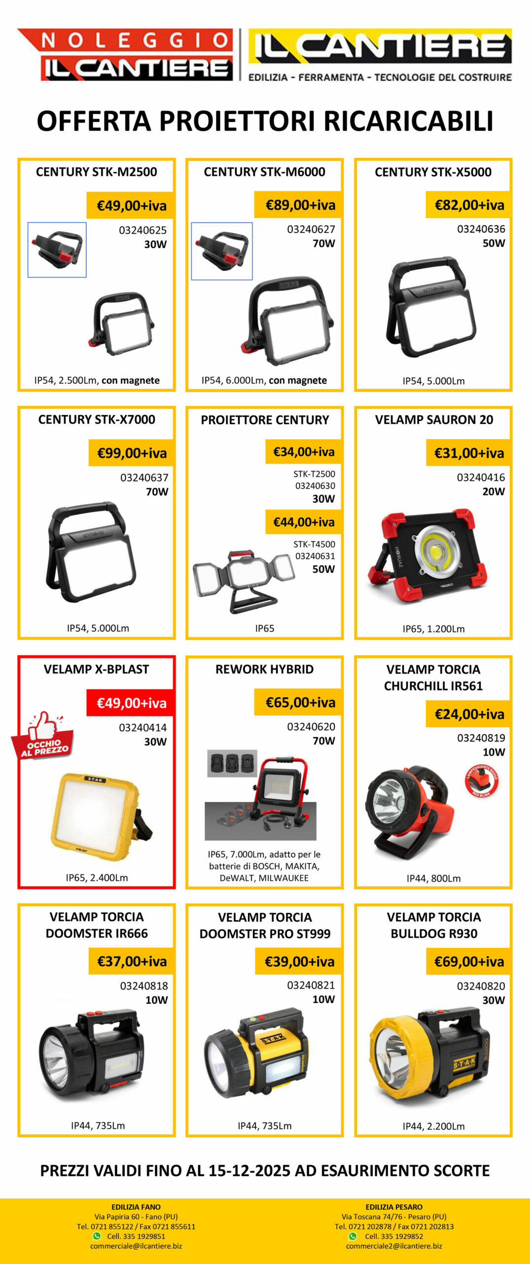 PROMO PROIETTORI A BATTERIA 27-10-2025