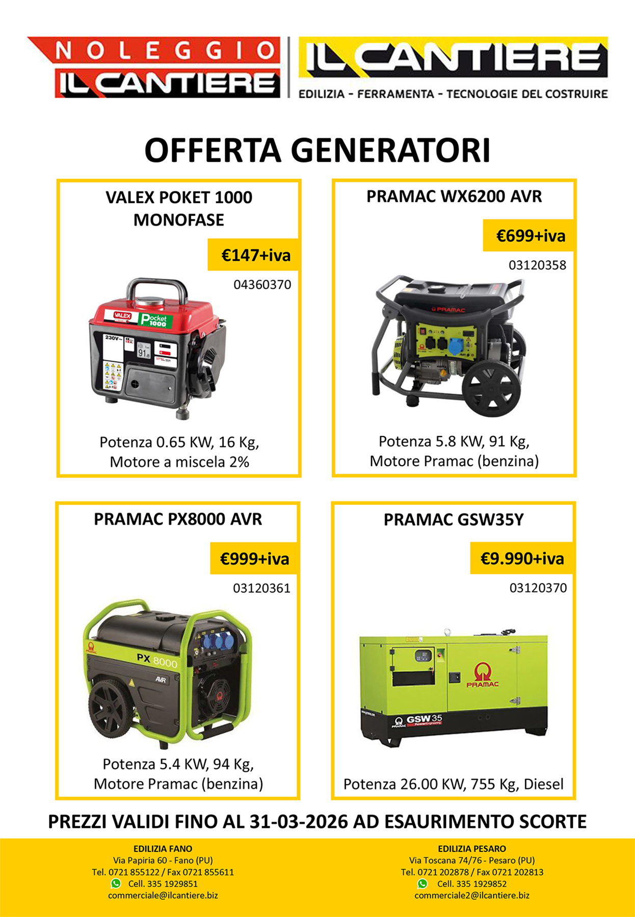 PROMO GENERATORI 26-01-2026